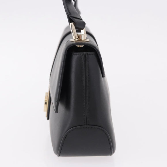 Salvatore Ferragamo Gancini Hand Bag Leather Black Gold Auth bs36169V