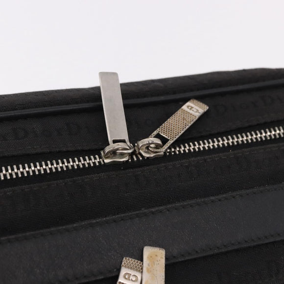 Christian Dior Clutch Bag Canvas Black Silver Auth bs36170
