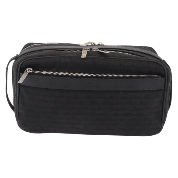 Christian Dior Clutch Bag Canvas Black Silver Auth bs36170