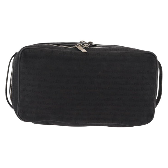 Christian Dior Clutch Bag Canvas Black Silver Auth bs36170