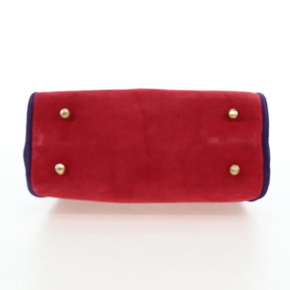 Christian Dior Hand Bag Suede 2way Red Gold Auth bs36171V