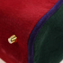 Christian Dior Hand Bag Suede 2way Red Gold Auth bs36171V-13