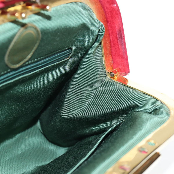 Christian Dior Hand Bag Suede 2way Red Gold Auth bs36171V