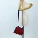 Christian Dior Hand Bag Suede 2way Red Gold Auth bs36171V-23