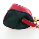Christian Dior Hand Bag Suede 2way Red Gold Auth bs36171V-5