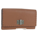 FENDI Seleria Peek A Boo Long Wallet Leather Brown Silver Auth bs36174A-1