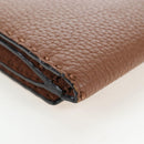 FENDI Seleria Peek A Boo Long Wallet Leather Brown Silver Auth bs36174A-10