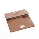 FENDI Seleria Peek A Boo Long Wallet Leather Brown Silver Auth bs36174A-13