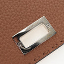 FENDI Seleria Peek A Boo Long Wallet Leather Brown Silver Auth bs36174A-14