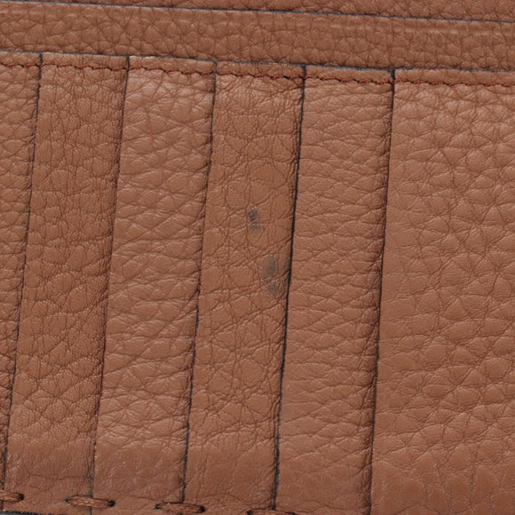 FENDI Seleria Peek A Boo Long Wallet Leather Brown Silver Auth bs36174A