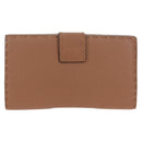 FENDI Seleria Peek A Boo Long Wallet Leather Brown Silver Auth bs36174A-3