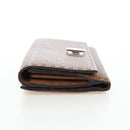 FENDI Seleria Peek A Boo Long Wallet Leather Brown Silver Auth bs36174A-4