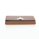 FENDI Seleria Peek A Boo Long Wallet Leather Brown Silver Auth bs36174A-7