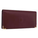CARTIER Must Line Long Wallet Leather Bordeaux Gold Auth bs36176V-1