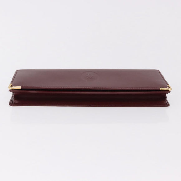 CARTIER Must Line Long Wallet Leather Bordeaux Gold Auth bs36176V