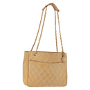 CHANEL Matelasse Chain Shoulder Bag Lamb Skin Beige Gold CC Auth bs36177-1