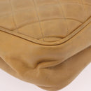 CHANEL Matelasse Chain Shoulder Bag Lamb Skin Beige Gold CC Auth bs36177-15