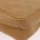 CHANEL Matelasse Chain Shoulder Bag Lamb Skin Beige Gold CC Auth bs36177-16