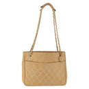 CHANEL Matelasse Chain Shoulder Bag Lamb Skin Beige Gold CC Auth bs36177-13