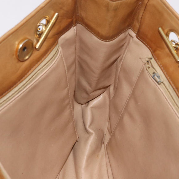 CHANEL Matelasse Chain Shoulder Bag Lamb Skin Beige Gold CC Auth bs36177