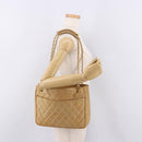 CHANEL Matelasse Chain Shoulder Bag Lamb Skin Beige Gold CC Auth bs36177-26