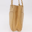 CHANEL Matelasse Chain Shoulder Bag Lamb Skin Beige Gold CC Auth bs36177-4