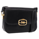 CELINE Shoulder Bag Leather Black Gold Auth bs36178A-1