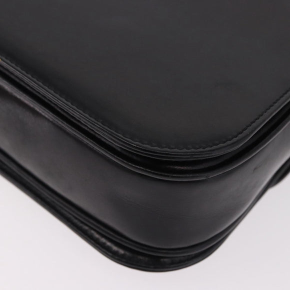 CELINE Shoulder Bag Leather Black Gold Auth bs36178A