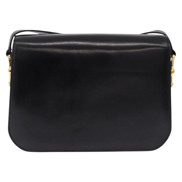 CELINE Shoulder Bag Leather Black Gold Auth bs36178A