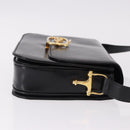 CELINE Shoulder Bag Leather Black Gold Auth bs36178A-4