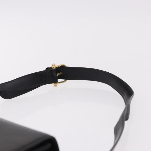 CELINE Shoulder Bag Leather Black Gold Auth bs36178A