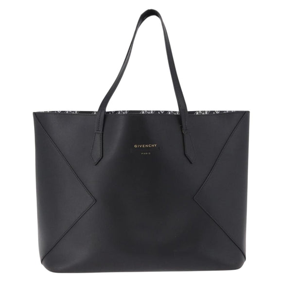 GIVENCHY Tote Bag Leather Black Gold Auth bs36179A
