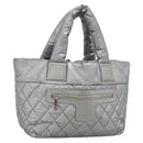 CHANEL Cococoon Tote Bag Coated Canvas Silver CC Auth bs36183-1