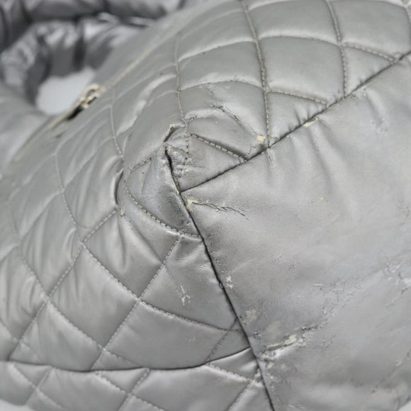 CHANEL Cococoon Tote Bag Coated Canvas Silver CC Auth bs36183