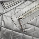 CHANEL Cococoon Tote Bag Coated Canvas Silver CC Auth bs36183-15