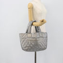 CHANEL Cococoon Tote Bag Coated Canvas Silver CC Auth bs36183-23