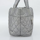 CHANEL Cococoon Tote Bag Coated Canvas Silver CC Auth bs36183-4