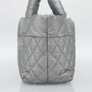 CHANEL Cococoon Tote Bag Coated Canvas Silver CC Auth bs36183-5