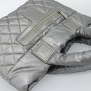 CHANEL Cococoon Tote Bag Coated Canvas Silver CC Auth bs36183-6