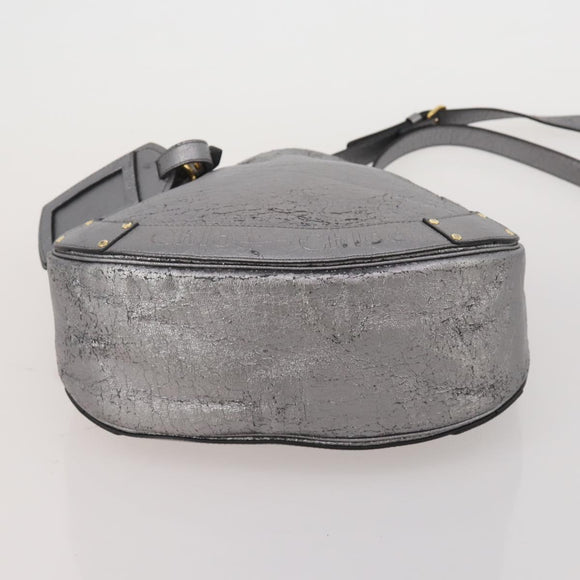 Chloe Hand Bag Leather 2 Set Silver Gray Auth bs36185