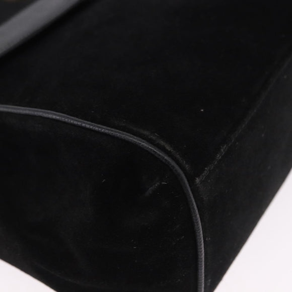 CELINE Hand Bag Suede Leather 2way Black Gold Auth bs36188