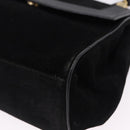 CELINE Hand Bag Suede Leather 2way Black Gold Auth bs36188-16