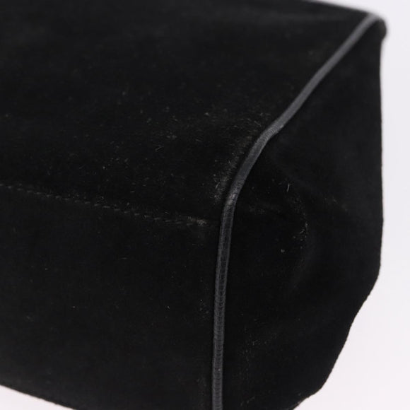 CELINE Hand Bag Suede Leather 2way Black Gold Auth bs36188