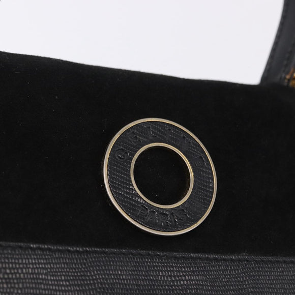 CELINE Hand Bag Suede Leather 2way Black Gold Auth bs36188