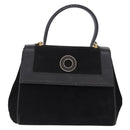 CELINE Hand Bag Suede Leather 2way Black Gold Auth bs36188-13