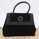 CELINE Hand Bag Suede Leather 2way Black Gold Auth bs36188-12