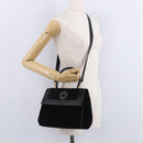 CELINE Hand Bag Suede Leather 2way Black Gold Auth bs36188-25