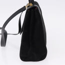 CELINE Hand Bag Suede Leather 2way Black Gold Auth bs36188-3