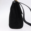 CELINE Hand Bag Suede Leather 2way Black Gold Auth bs36188-4