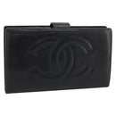 CHANEL COCO Mark Long Wallet Leather Black CC Auth bs36189-1